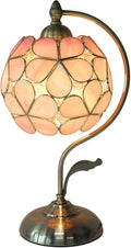 Bieye L10836 Tiffany Style Stained Glass Flower Petal Table Lamp with Brass Base for Home Décor (Pink, 8' Flower Ball)