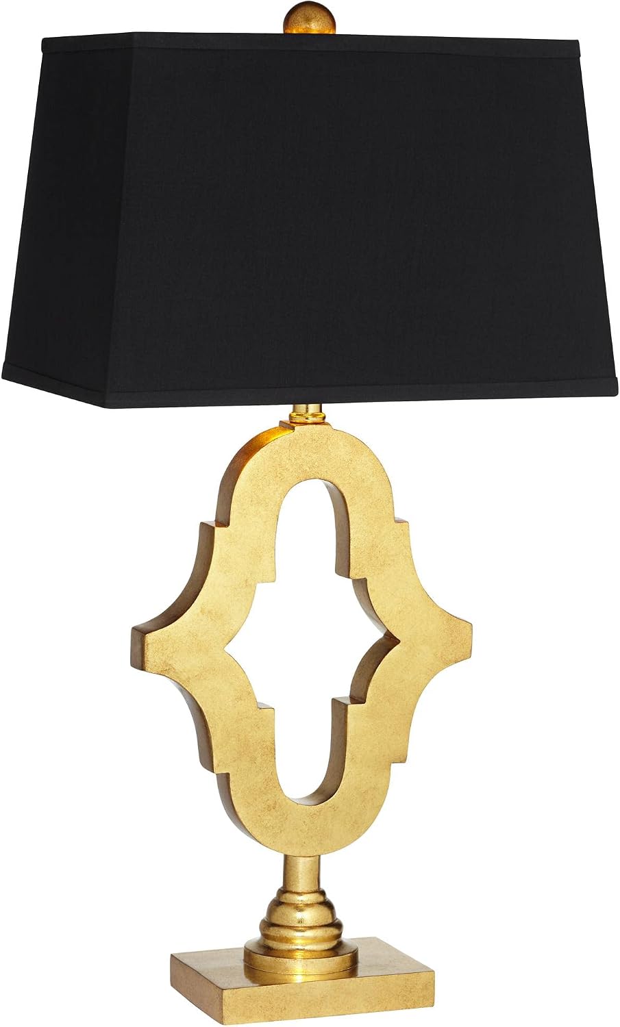 Possini Euro Design Judith Mid Century Modern Glam Luxury Table Lamp 28.75' Tall Gold Black Fabric Rectangle Shade Decor for Living Room Bedroom House Bedside Nightstand Home Office Family
