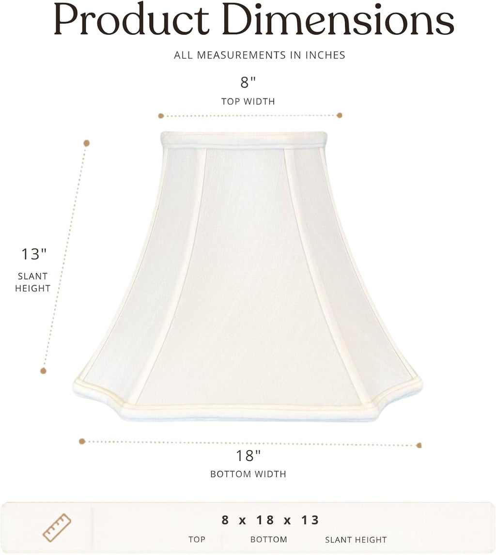 Royal Designs, Inc. BS-714-18WH-2 Square Inverted Corner Bell Basic Lamp Shade, 8 x 18 x 13, White, 2-Pack