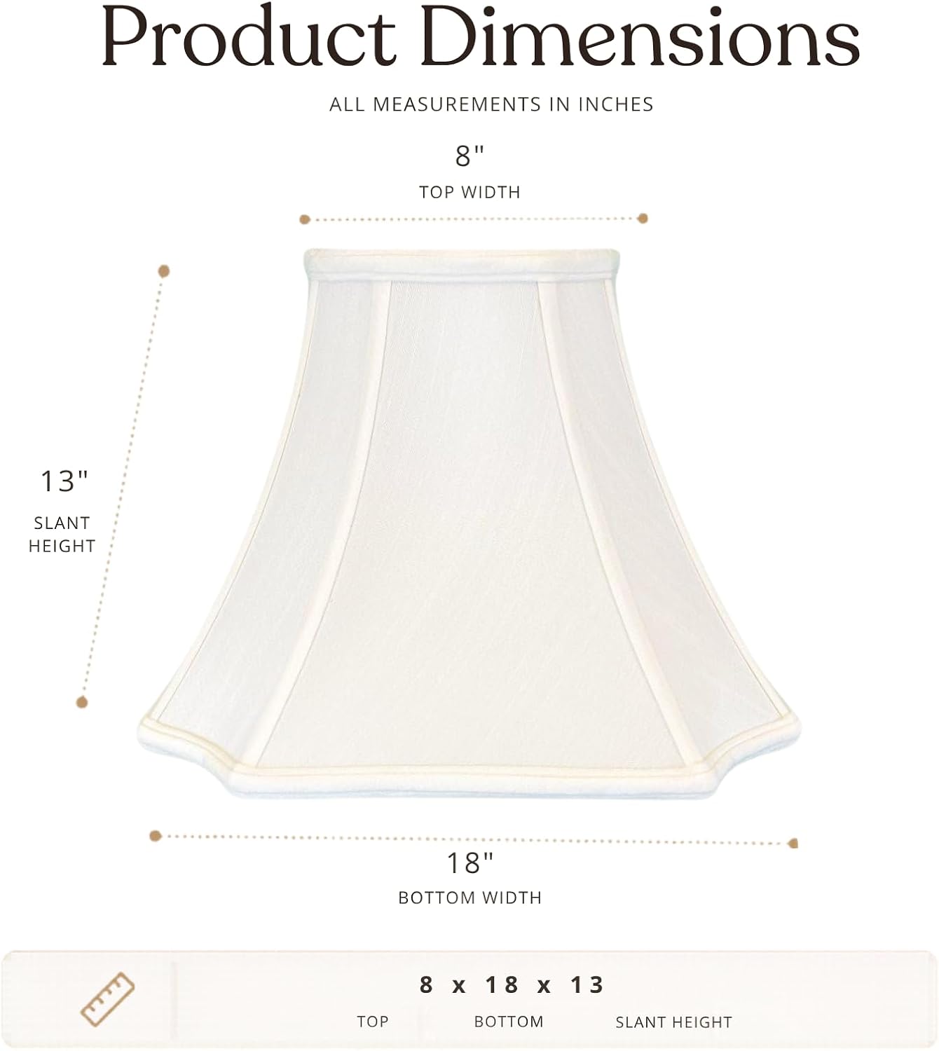 Royal Designs, Inc. BS-714-18WH-2 Square Inverted Corner Bell Basic Lamp Shade, 8 x 18 x 13, White, 2-Pack