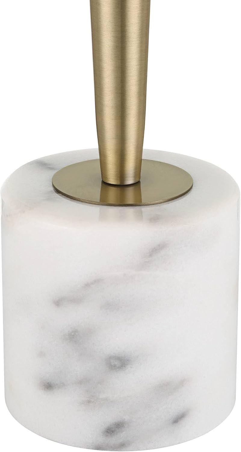 Possini Euro Design Brandi 27 1/2' Tall Modern Glam Luxury Table Lamp Pull Chain Gold Brass Finish Metal Marble Single White Shade Living Room Bedroom Bedside Nightstand House Office Home Reading