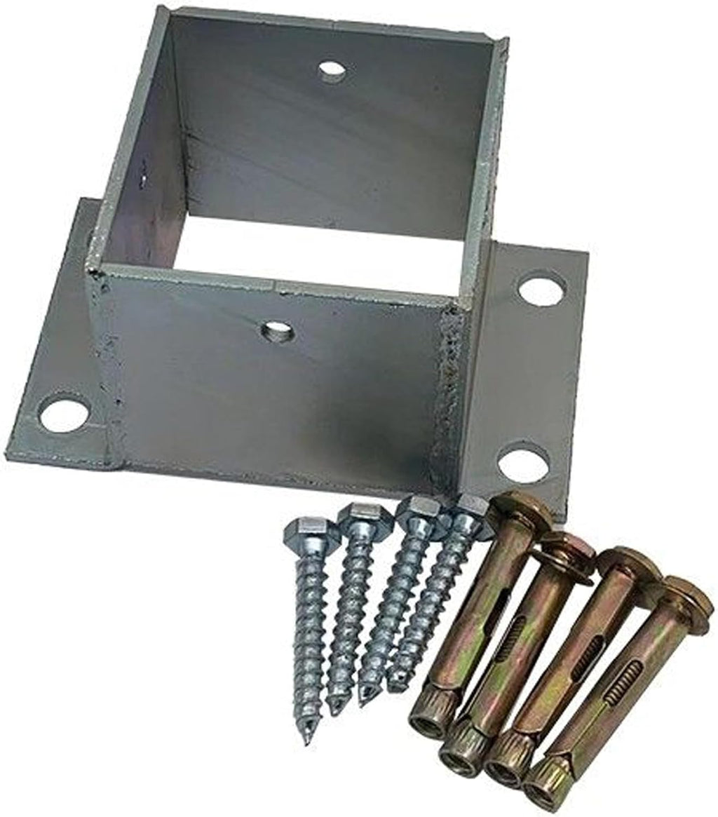 Square Metal Railing Support Kit, Garden Yard Farm Post Bracket Stands,Set of 4 - Wooden Post Base - Galvanized Steel Fences Holder Support Deck Base Fit Porch Railing Mailbox(81 * 81 * 80mm)