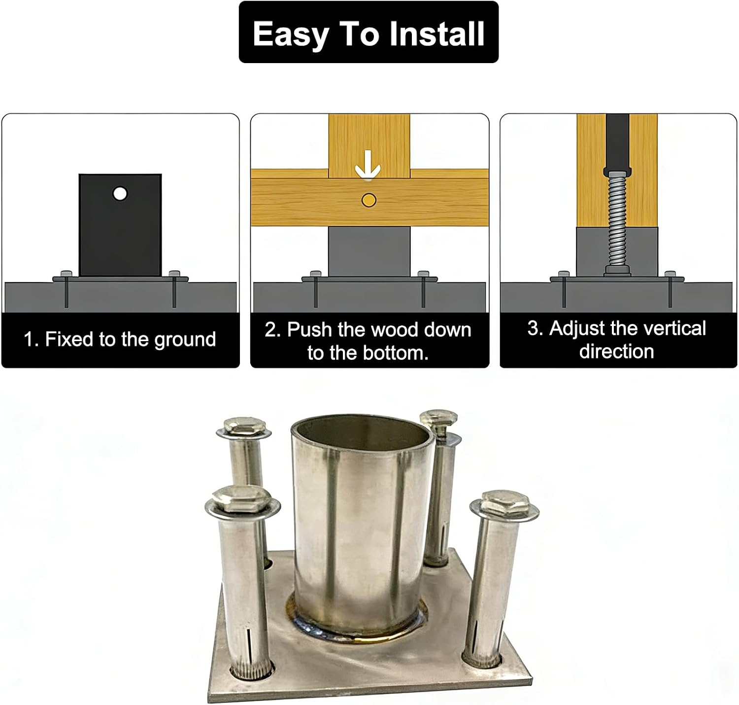 Stainless Steel Fence Pole Floor Flange, Post Anchor Base, for Concrete Mount, for Mailbox, Flagpole and Porch Columns(Dia 5 1/2In(140Mm))