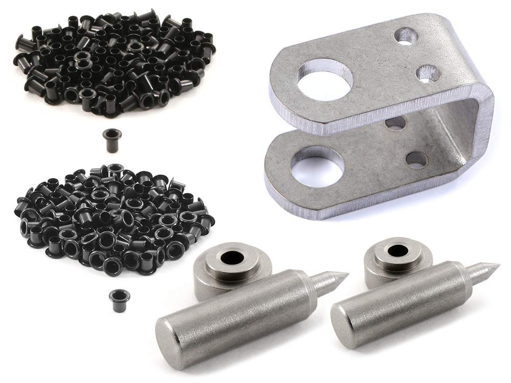 Eyelet Setting Tools & Eyelets Combo - (1) [ #6 & #8 Eyelet Setting Dies (3/16 & 1/4 Inch) ] + (100) [#6-9 & #8-9 Black Eyelets (3/16 & 1/4 Inch diameters)] - for Holster Making, Sewing, Repair, etc.
