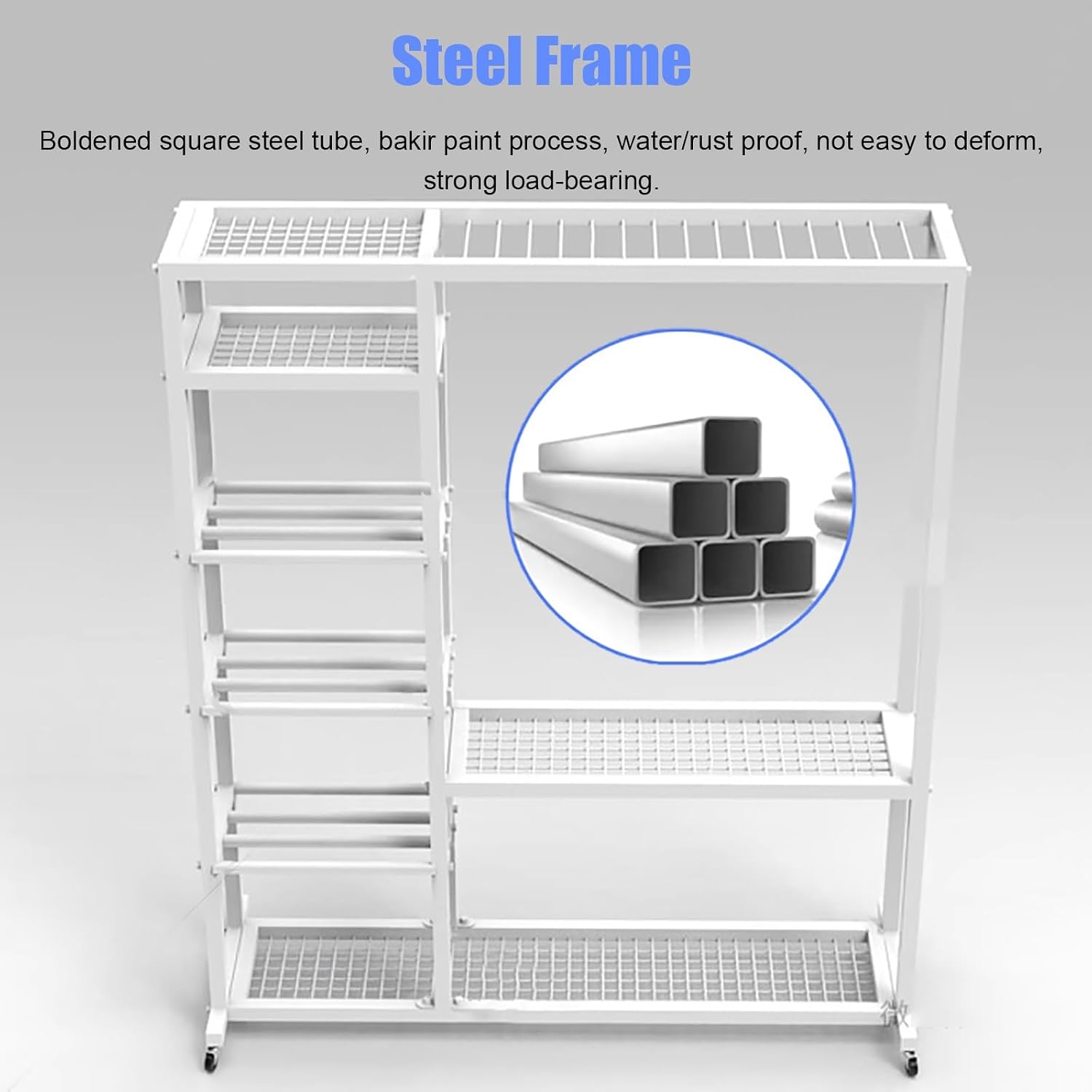 WDJBPSH Large Capacity Sports Equipment Cart, 16 Racquet Display Stand with Openwork Shelf, Multi-Functional Organizer for Table Tennis/Sneakers/Tennis/Storage Bag, Saving Space