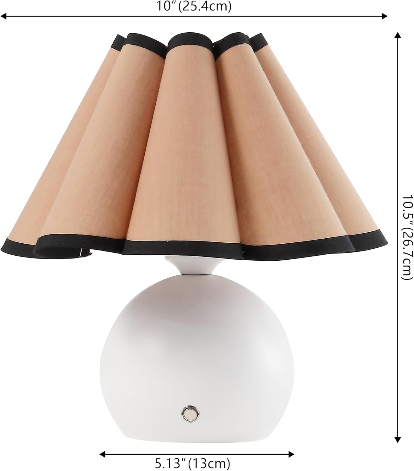 JONATHAN Y 10.5' Ivory Rechargeable Cordless Integrated LED Table Lamps Set of 2, Classic Vintage Scalloped Linen Shade, Dimmable Touch Sensor Accent Lamps JYL7157A-SET2