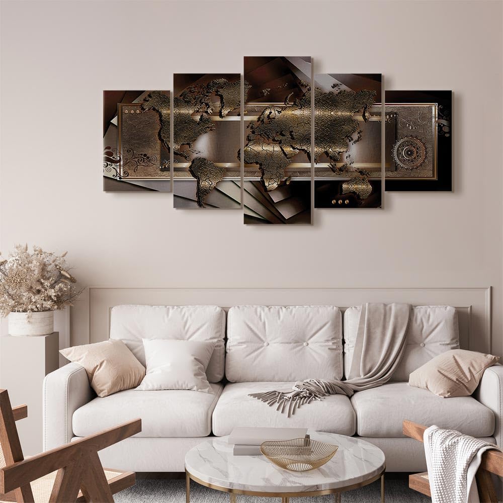 artgeist Canvas Wall Art Print World Map 59x30 in - 5pcs Home Decor Framed Stretched Picture Photo Painting Artwork Image k-A-0013-b-o