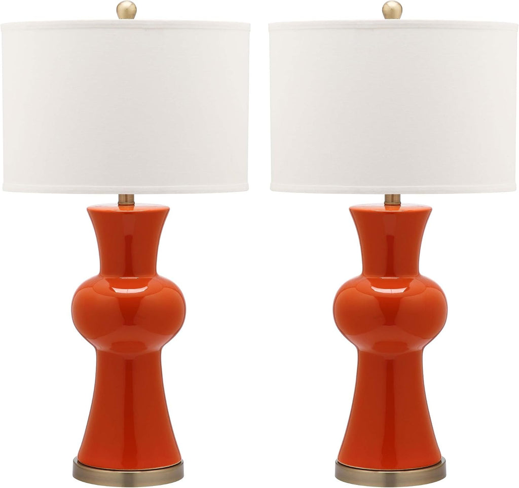Safavieh Lighting Collection Lola Column Orange Table Lamp, Set of 2