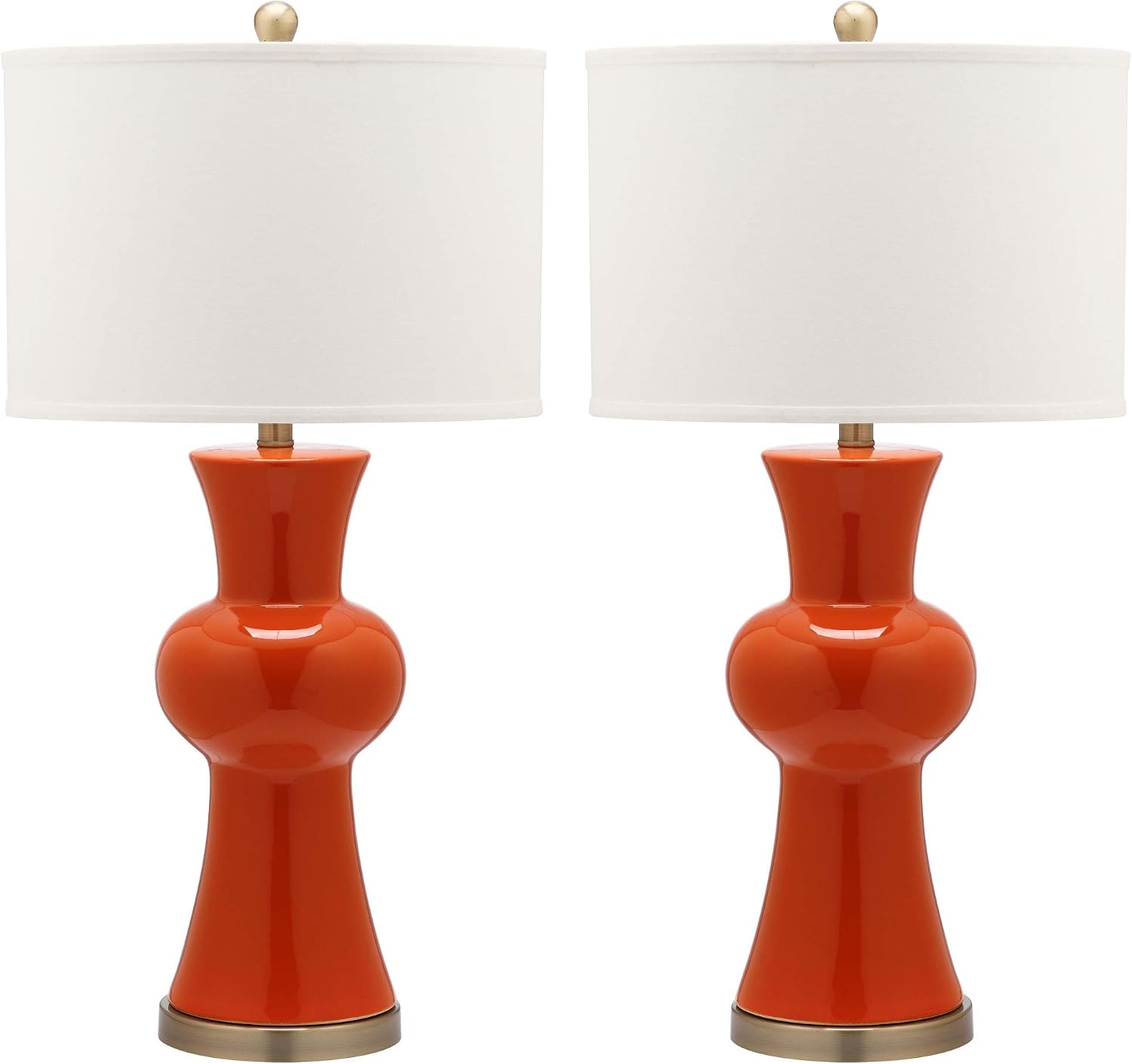 Safavieh Lighting Collection Lola Column Orange Table Lamp, Set of 2