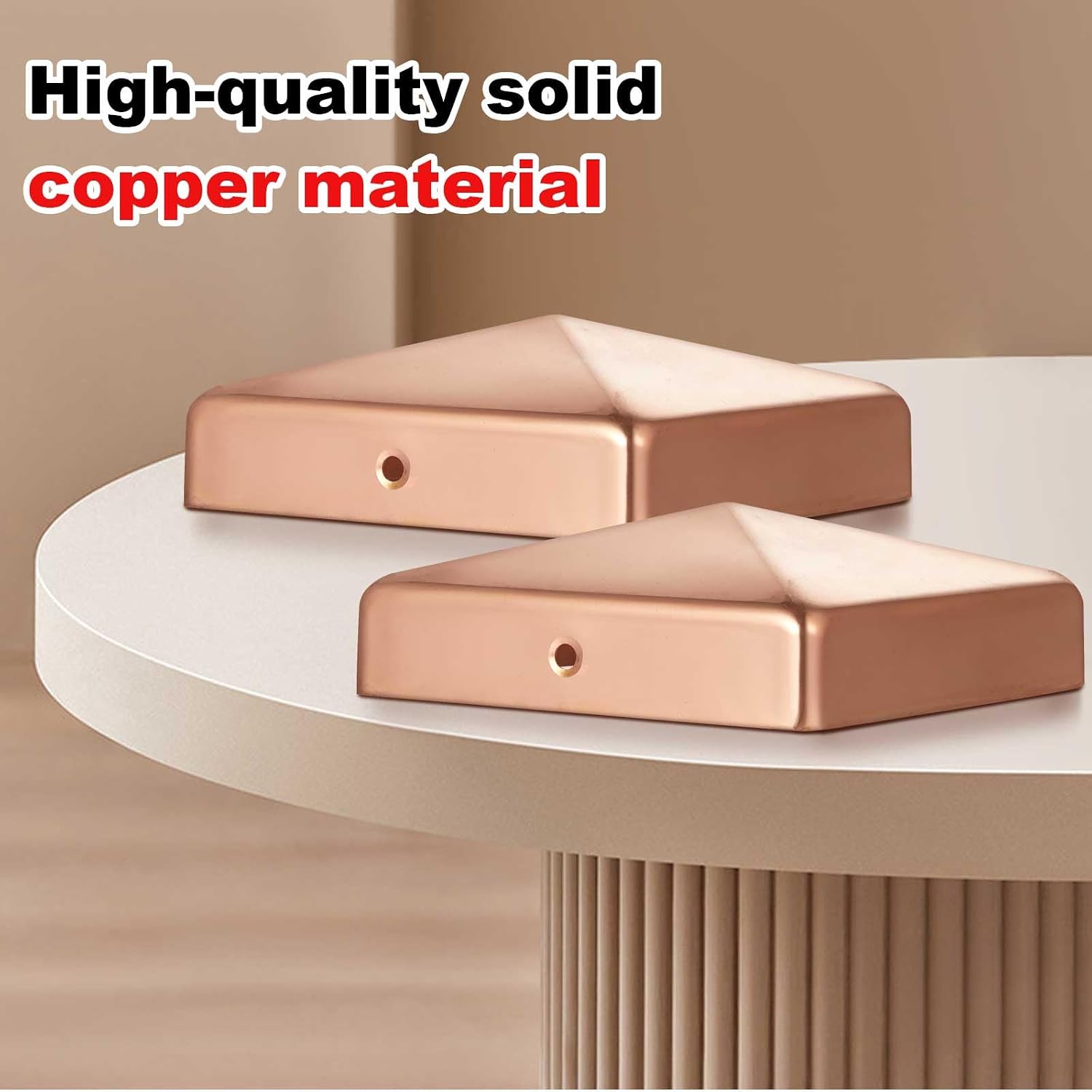 Tandefio 32 Pcs 4x4'' Solid Copper Post Caps Fence Pyramid Decking Caps with Screw for Metal Wood Cedar Fence Deck Corridors Mailbox Posts End Cover
