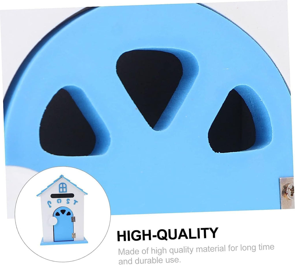 Mailbox Beautiful Mailbox Wooden Drop Box Post Box Home Decor Wall Mount Parcel Box Domestic (Blue 32 X 23.5 cm)