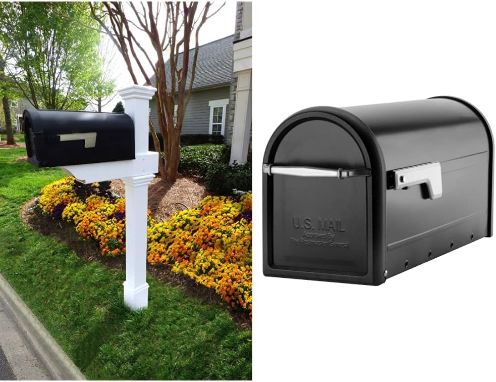 Zippity Outdoor Products ZP19013 Classica Mailbox Post and Architectural Mailboxes Chadwick Galvanized Steel Post-Mount Mailbox, Black