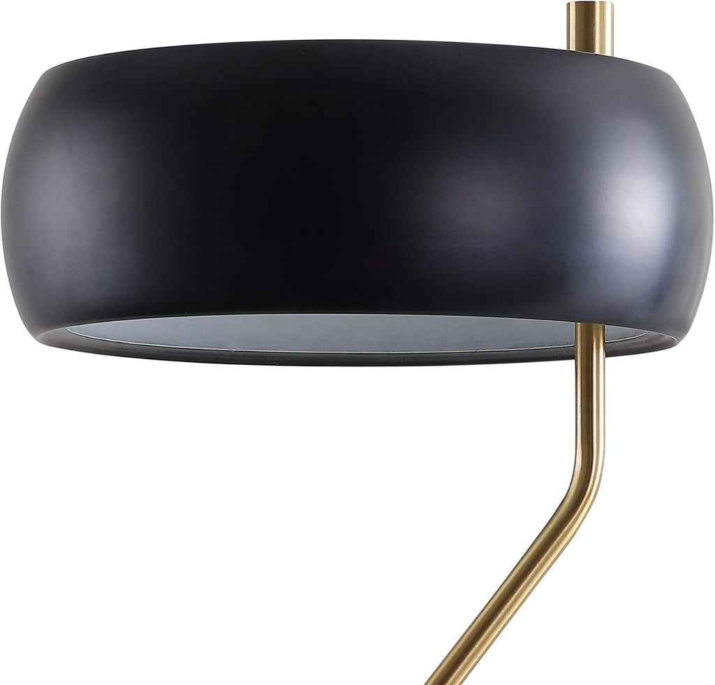 Eyely EYL6008A Lucas 22.5' Moody Metal LED Desk Lamp for Reading Room, Living Room, Office, Bedroom, Contemporary, Glam, Scandinavian, Black/Brass Gold