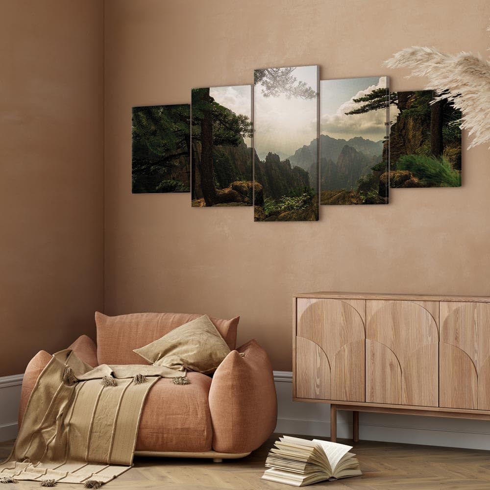 artgeist Acoustic Canvas Wall Art Nature Mountains 80x40 in - 5pcs Picture with Acoustic Foam Sound Print Artwork Room Acoustics Soundproofing Landscape Sky c-C-0003-b-m