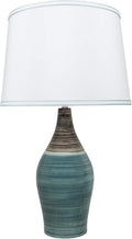 Aspen Creative 40185-11, 27-1/2' High Transitional Ceramic Table Lamp, Brown & Blue and Hardback Empire Shaped Lamp Shade in White, 15-1/2' Wide