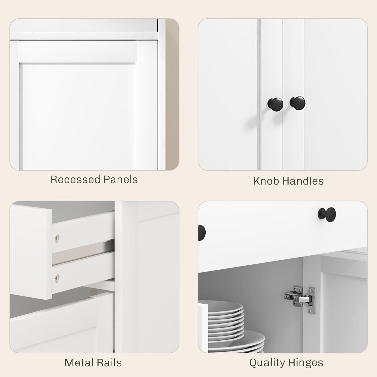 HOMCOM Sideboard Buffet Cabinet with Storage, 55' Modern Kitchen Cabinet with 4 Doors, 2 Drawers and 2 Adjustable Shelves, Coffee Bar Cabinet, White
