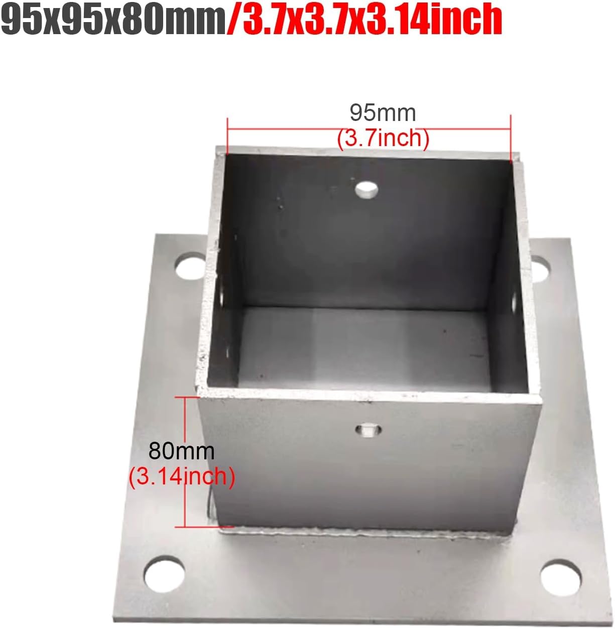 2pcs Wood Fence Post Base Support Bracket - Stainless Steel Concrete Post Anchor for Deck Railing, Vinyl Fence, Mailbox(95x95mm)