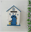 Letter Boxes for Outside Post Boxes Wall Mounted Wall Hanging Wooden Letter Box School Suggestion Box Pastoral Wind Painted Bird House Type Post Box Mailbox (Color : Blue)