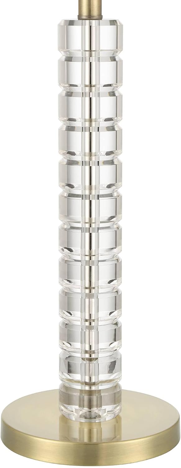 Possini Euro Design Cecil 31' Tall Large Modern End 3-Way Table Lamp Clear Gold Brass Finish Acrylic Metal Single Fabric White Shade Living Room Bedroom Bedside Nightstand House Office Home Reading