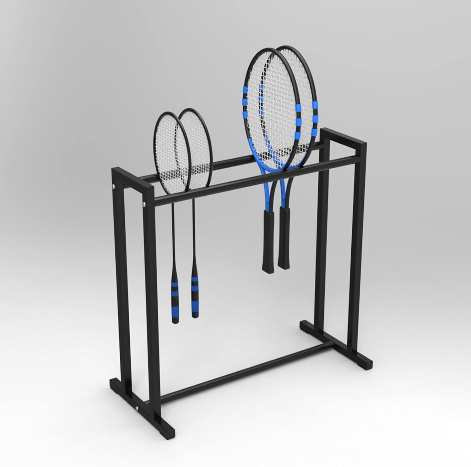 Katzowen Sports Ball Storage Rack Tennis Racket Storage Rack, Kindergarten School Badminton Racket Display Stand for Child/Teens, Garage Sports Equipment Organizer, Black
