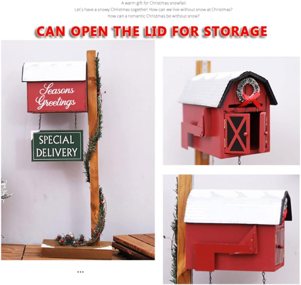 Key Drop Box Creative Mailbox Wooden Drop Box Medium Capacity Post Box Cute Christmas Parcel Box Roadside Pole Mount Mail Boxes Easy to Install