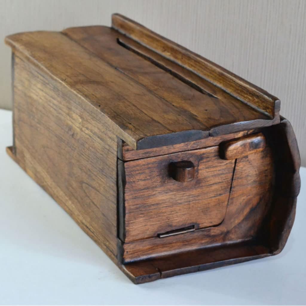 POCHY Exquisite Mailbox Vintage Mailbox Wooden Wall Mount Drop Box Medium Capacity Post Box Home Decor with Lid Mailboxes Indoor Mailbox Safer