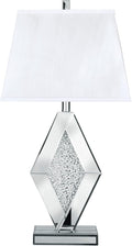 Signature Design by Ashley Prunella 30' Glam Crystal Bead Mirrored Glass Table Lamp, Silver