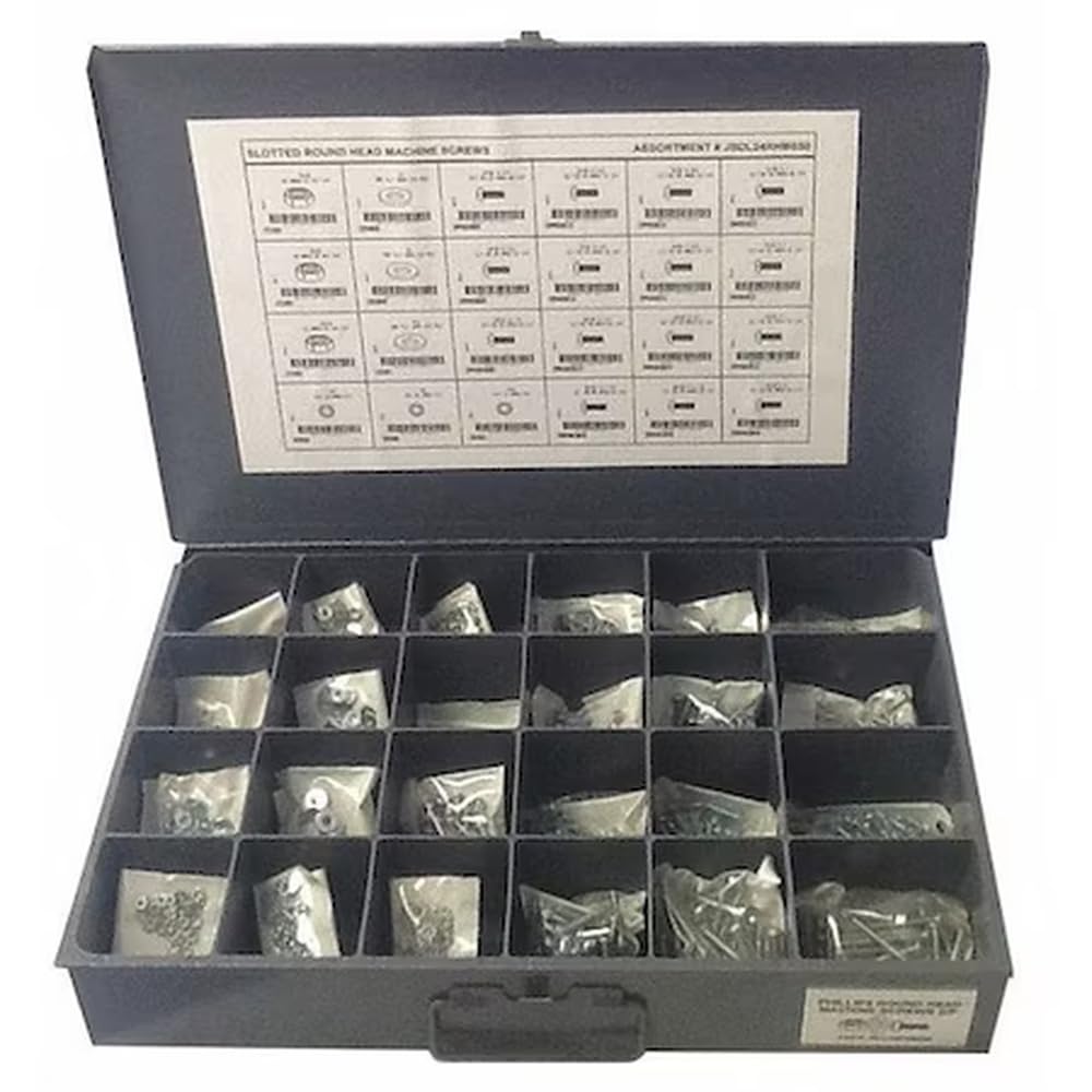 Fastener Assort,Slotted,1200pcs,Zinc