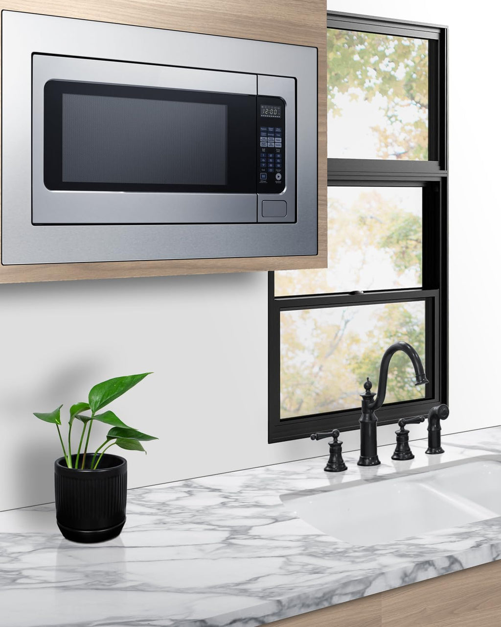 Summit Built-in Microwave with Trim Kit, Fits 30' spaces 2.2 cu.ft., Stainless Steel - SMBI27TK30 (30 Inch)