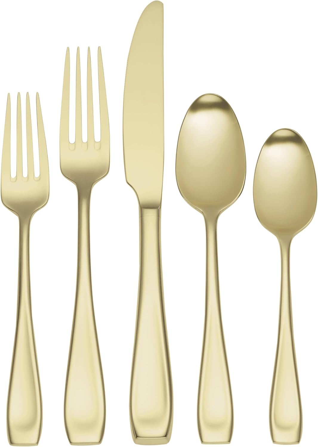 Oneida Silverware Set, Moda Satin Champagne 20 Piece Fine Flatware Set, Service For 4, 18/10 Stainless Steel, Dishwasher Safe, Cutlery Sets, Utensils Sets, Knives Spoons And Forks (Gold, 20 Pieces)