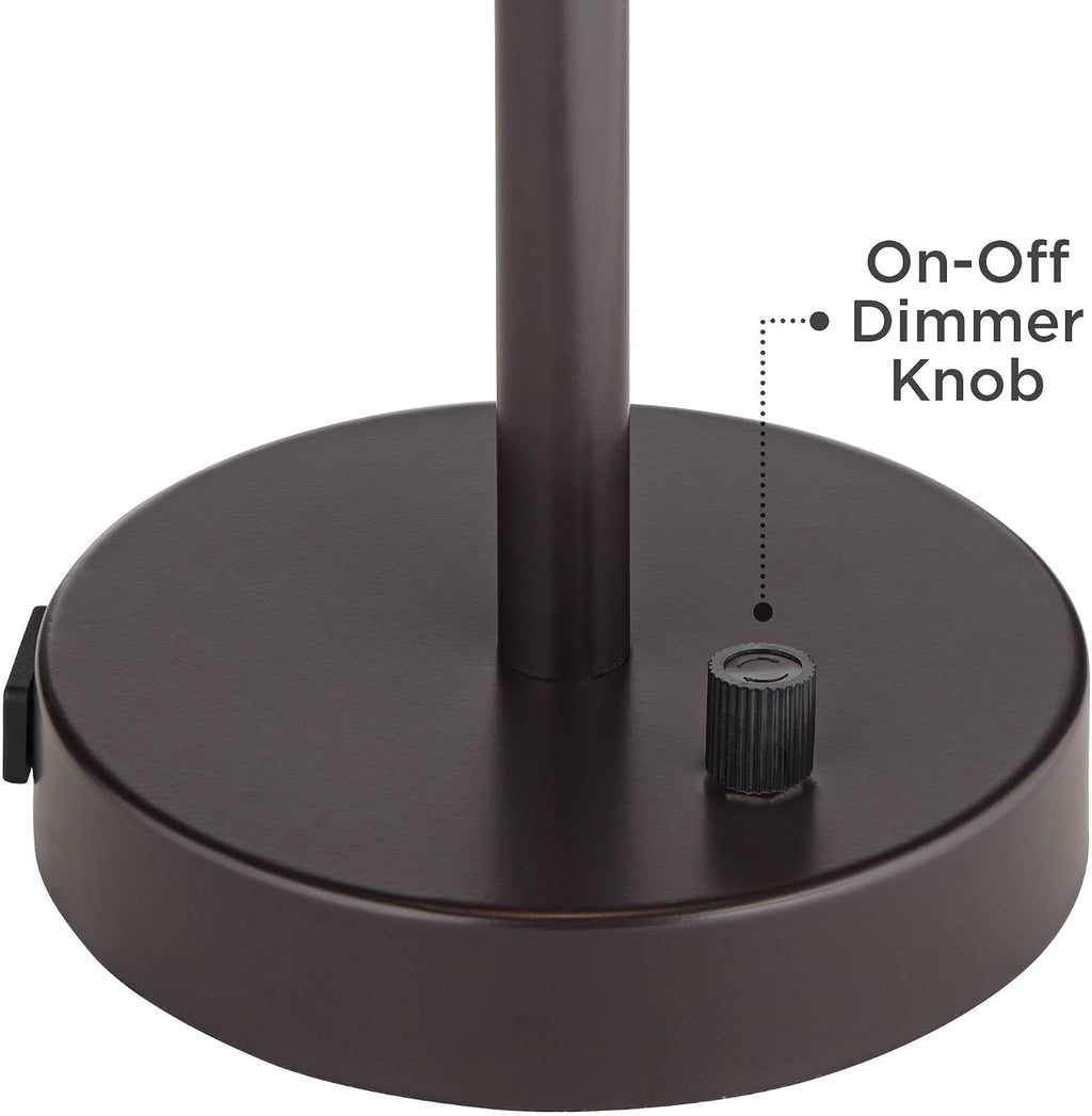 360 Lighting Tull 27' Tall Modern Table Lamps Set of 2 USB Port AC Power Outlet Black Brown Metal Living Room Charging Bedroom Bedside Nightstand House Office Home Linen Tan Tiered Shade