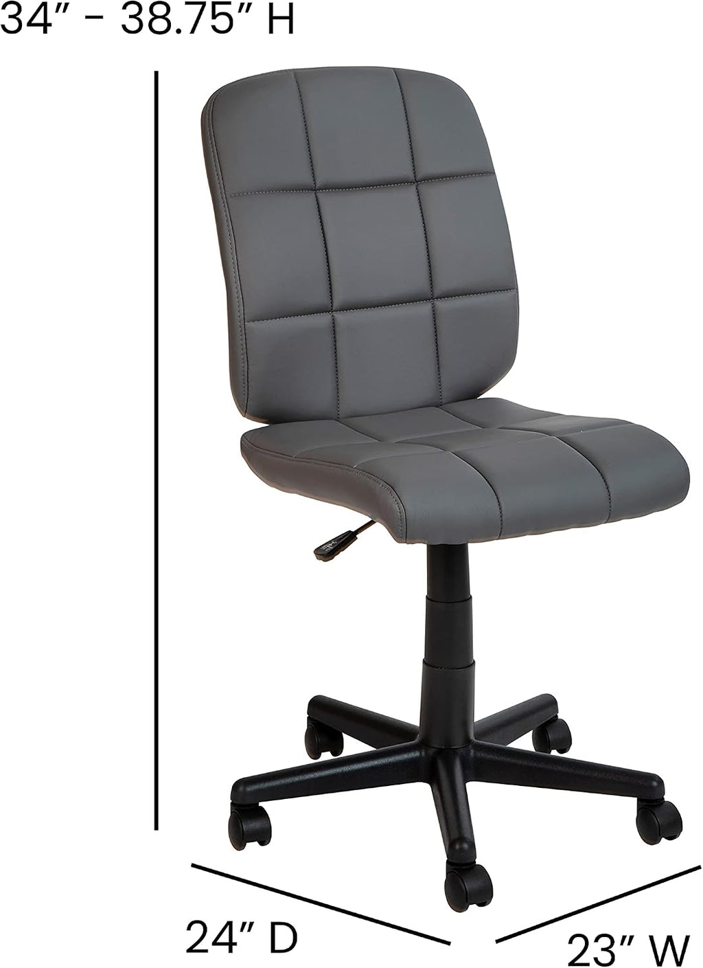 Flash Furniture Clayton Mid Back Swivel Task Chair - Gray Vinyl Upholstery - Tufted Back and 360° Swivel