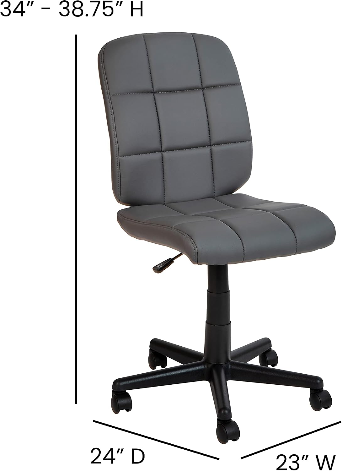 Flash Furniture Clayton Mid Back Swivel Task Chair - Gray Vinyl Upholstery - Tufted Back and 360° Swivel
