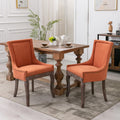 Dining Chairs Set of 2, Thickened Fabric Upholstered Chair with Neutral Solid Wood Legs & Bronze Nailhead Trim, Comfortable Accent Chairs for Dining Room/Kitchen/Living Space(Orange + Fabric)