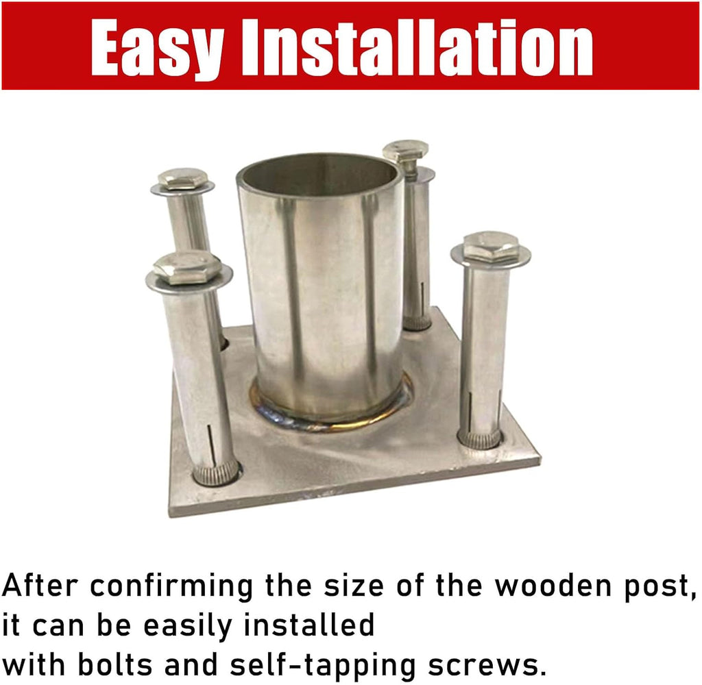 LZMZMQ 3.5 4 Inch Round Post Base, Stainless Steel Flange Anchor Base for Porch/Handrail/Railing/Fences/Mailboxes/Deck Roof, Surface Mount Post Base, 1 2 4 6 10 Pack(2pcs,Dia 110mm(4-3/10'))