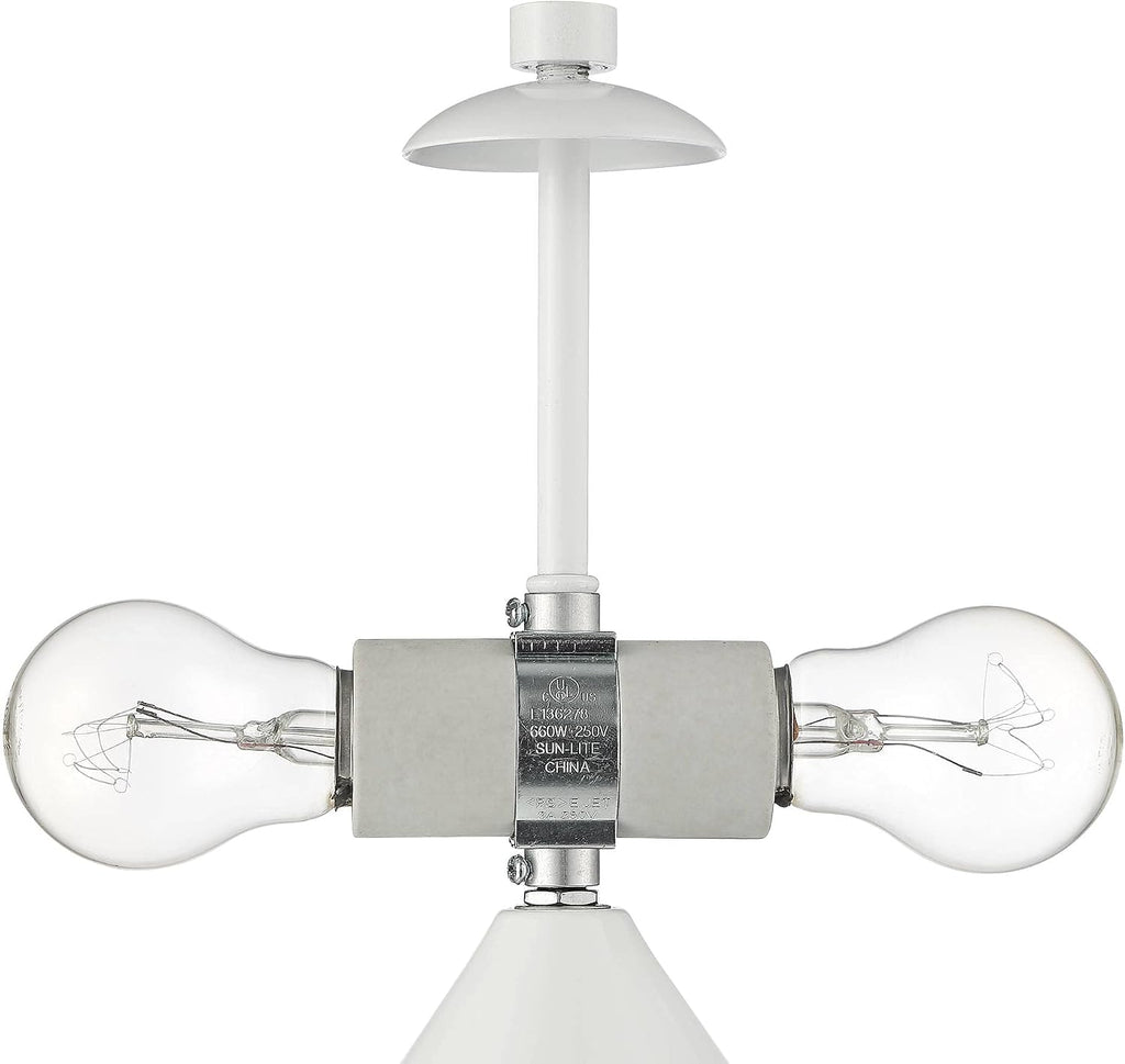 360 Lighting Felix Modern Cottage Accent Table Lamps 19' Tall Set of 2 White Tapered Geometric Metal Mushroom Dome Shade for Bedroom Living Room House Home Bedside Nightstand Office Family