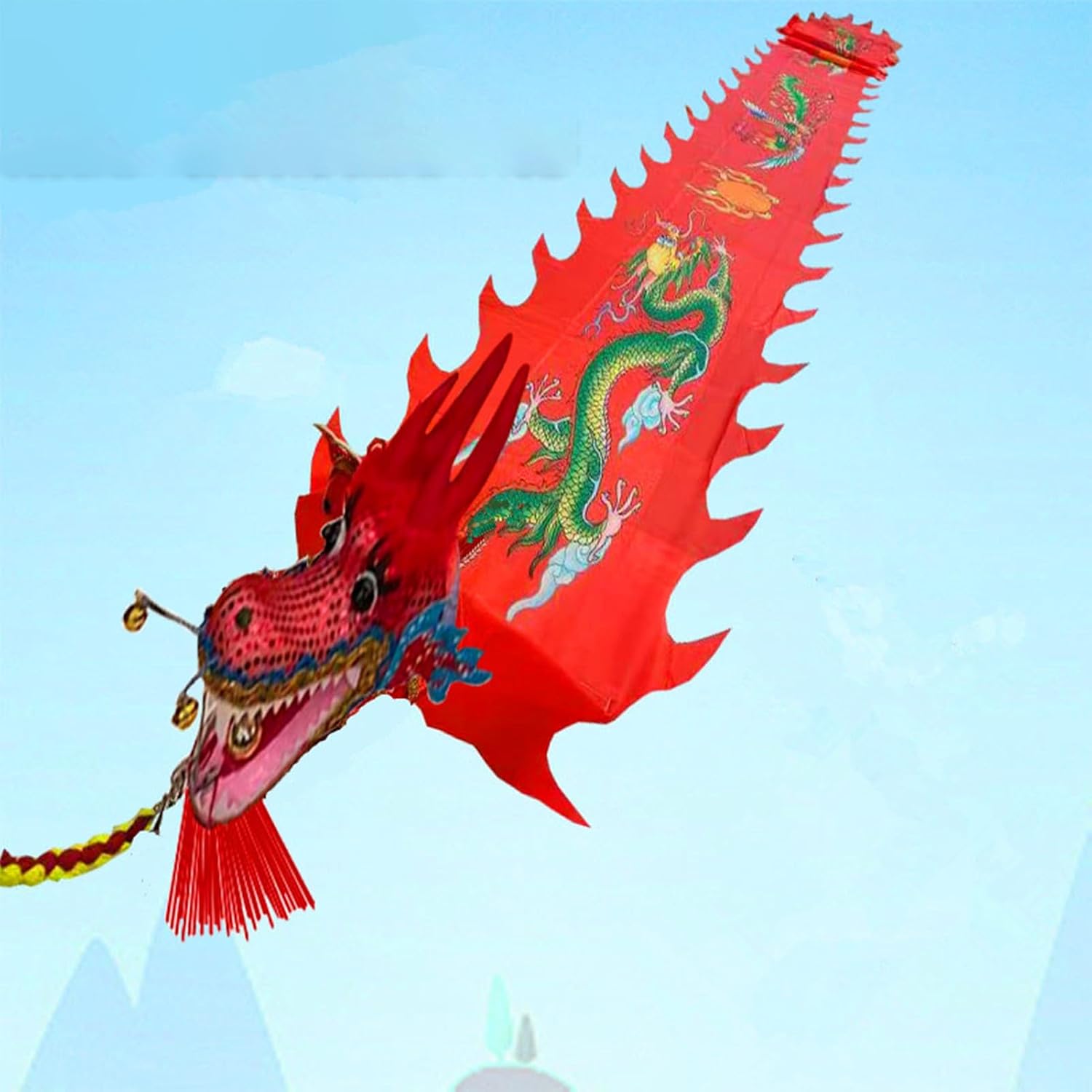 Dragon Poi Dragon Silk Ribbon Streamer/Shaking Poi, Washable Chinese Exercise Streamere for Square New Year, Throw Fitness Performance Props, 6m/8m/10m/12m (Color : H, Size : 12 m/39ft Long)