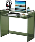 Acrylic Desk Laptop Workstation Study Table Home Office Console Table Entrance Tables Decor (Green)