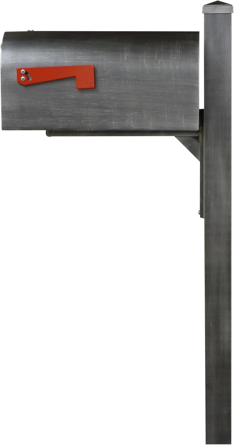 Special Lite Titan Curbside Mailbox with Wellington Post - Swedish Silver Steel/Aluminum Mailbox with Post - SCH1016S_SPK720-SW
