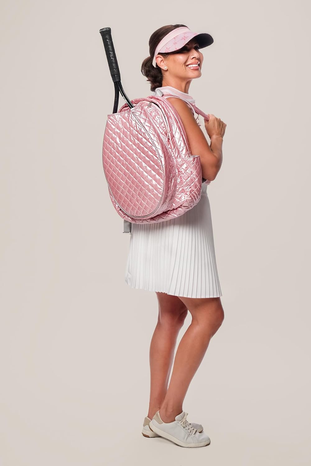 Glove It Women's Quilted Tennis Racquet Backpack – Lightweight Padded Nylon Bag with Front Racquet Compartment, Side Pockets, Hidden Fence Hook & Reinforced Bottom