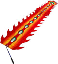 NOLLAM Outdoor Chinese 3D Dragon Dance Ribbon Streamer with Rod & Bag Peacock Pattern Silk Flowy Spinning Shaking Poi for Outdoor Fitness Party Lawn Playing Wu Long, 10m/32.8ft, Red