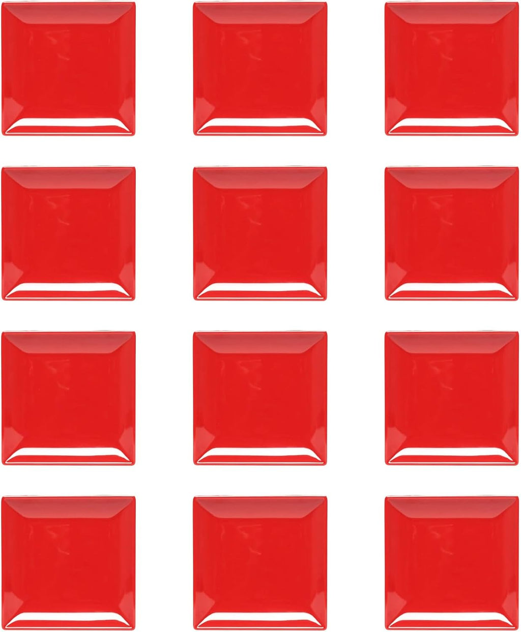 TrueCraftware- 10' x 10' Square Plate Classic Pure Red Dinnerware Melamine Set of 12- Dishwasher Safe Reusable Dinner Plates Durable Lightweight Dinnerware for Dinner Dishes