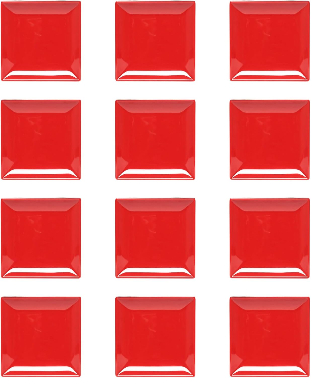 TrueCraftware- 9' x 9' Square Plate Classic Pure Red Dinnerware Melamine Set of 12- Dishwasher Safe Reusable Dinner Plates Durable Lightweight Dinnerware for Dinner Dishes
