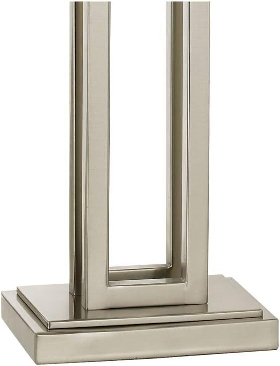 Possini Euro Design Gossard 30' Tall Rectangle Large Modern End Table Lamps Set of 2 Pull Chain Silver Brushed Nickel Finish Metal White Shade Living Room Bedroom Bedside Nightstand House Office