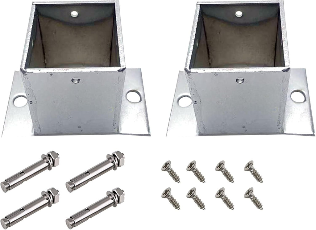 2 Pcs Heavy Duty Wood Fence Post Base Protectors, Outdoor Pavilion Deck Railing Support Brackets for Wooden Mailboxes & Fence Posts (70x80mm/2.8x3.2in)