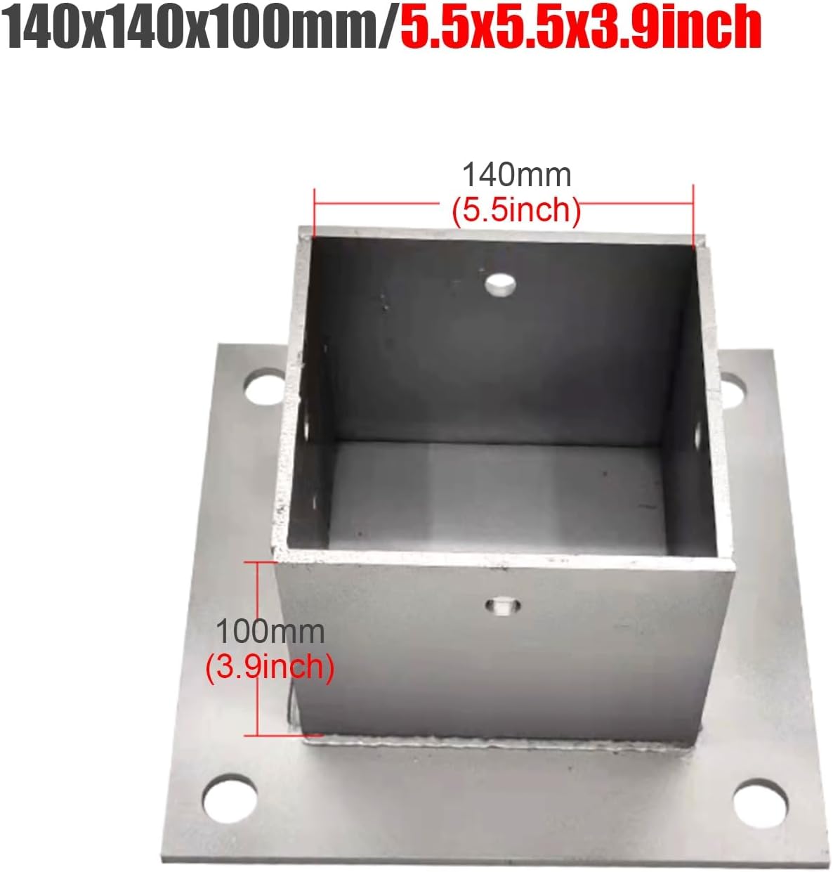 2pcs Wood Fence Post Base Support Bracket - Stainless Steel Concrete Post Anchor for Deck Railing, Vinyl Fence, Mailbox(140x140mm)