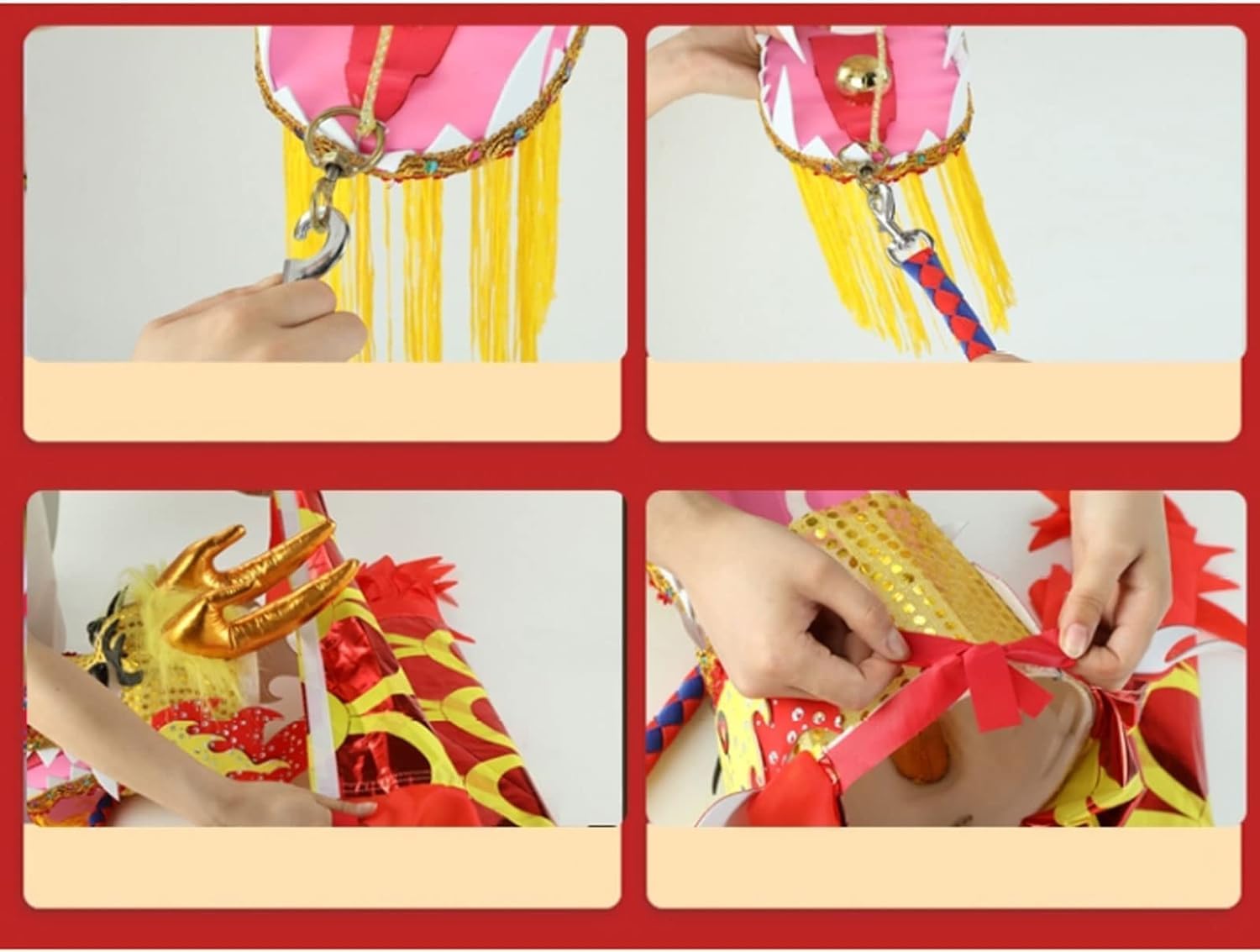 Chinese New Year Decorations Streamer Chinese Dragon Dance Outdoor Flinging Fitness Lion Dance with 3D Real-Like Plastic Dragon Head and Rope Spring Festival Party Supplies(Green)