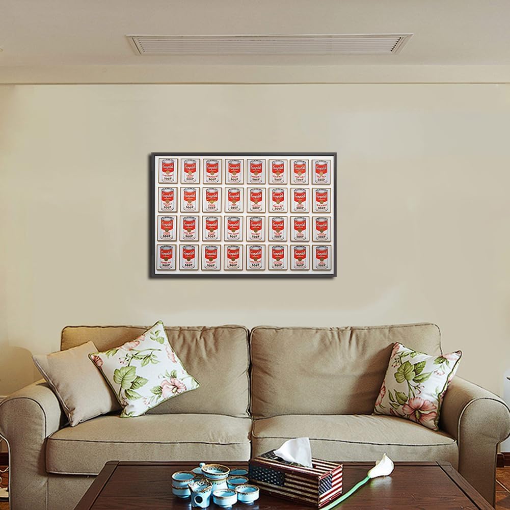Andy Warhol Canvas Wall Art Warhol Pop Art Campbell Framed Painting For Bedroom Livingroom Office