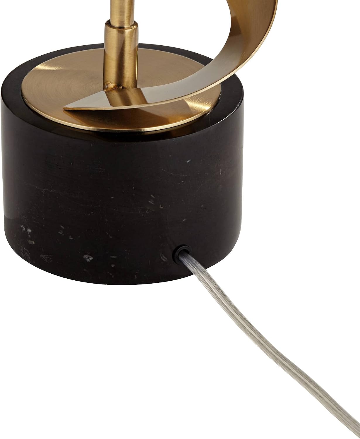 Possini Euro Design Twist Modern Table Lamp 31' Tall Sculptural Brass Gold Metal Marble Black Drum Shade with Gold Liner Decor Bedroom Living Room Nightstand Bedside Night Stand Office Kids Room