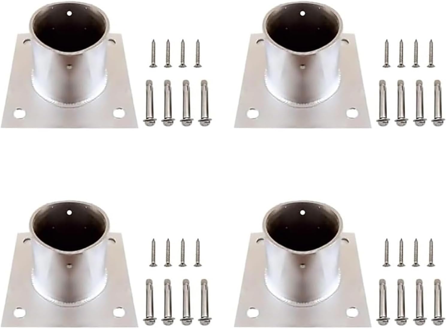 4 Pcs Round Post Base Bracket, Heavy Duty Stainless Steel Pergola Post Anchor, for Pergola, Mailbox and Garden Railing with Screws(4 Pcs)(Dia 20 Mm/0.8 in)